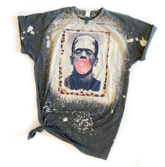 Frankenstein Bubblegum Halloween Bleached Tee