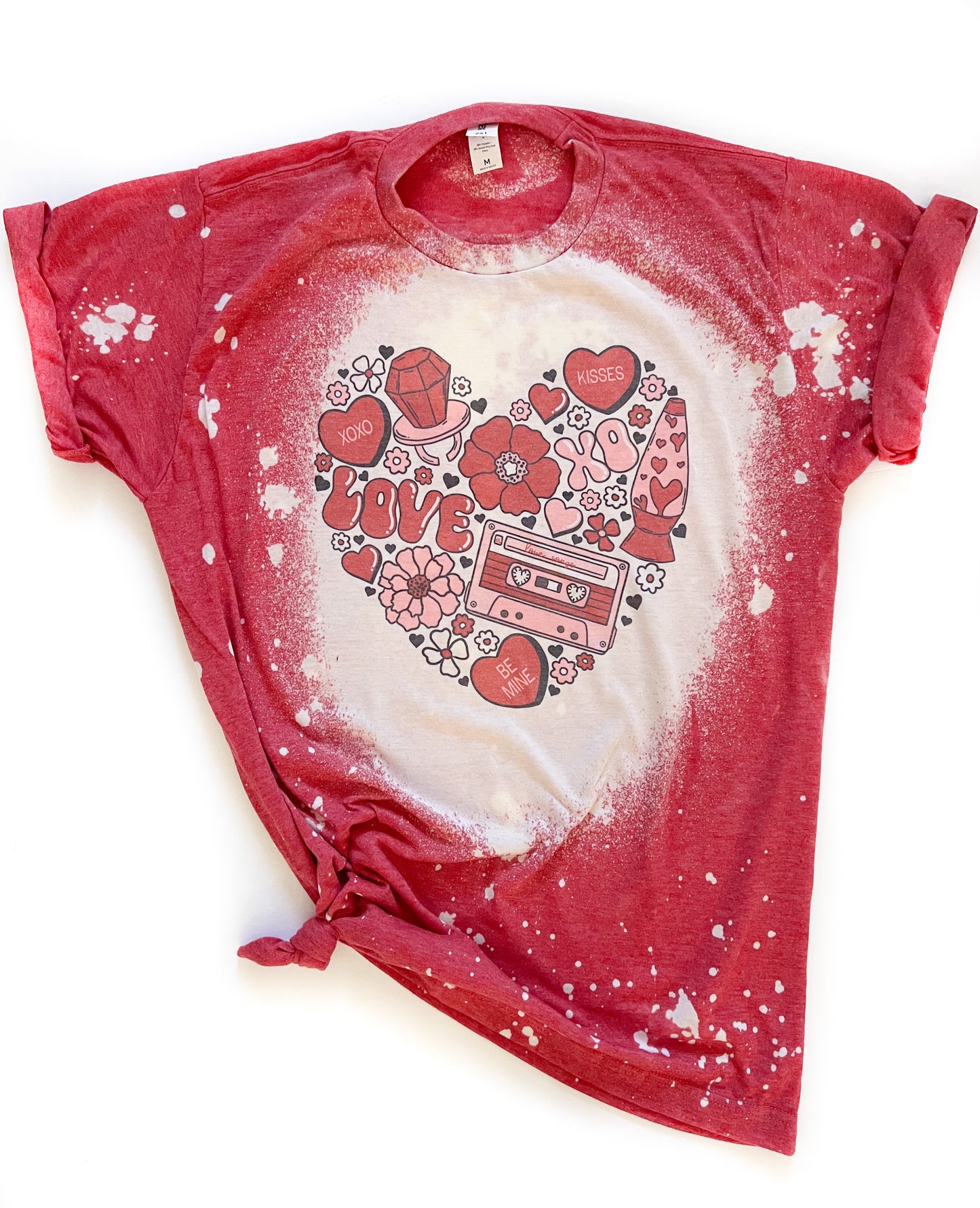 Heart Collage Valentine's Day Bleached Tee