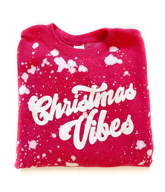 Christmas Vibes Graphic Bleached Crewneck