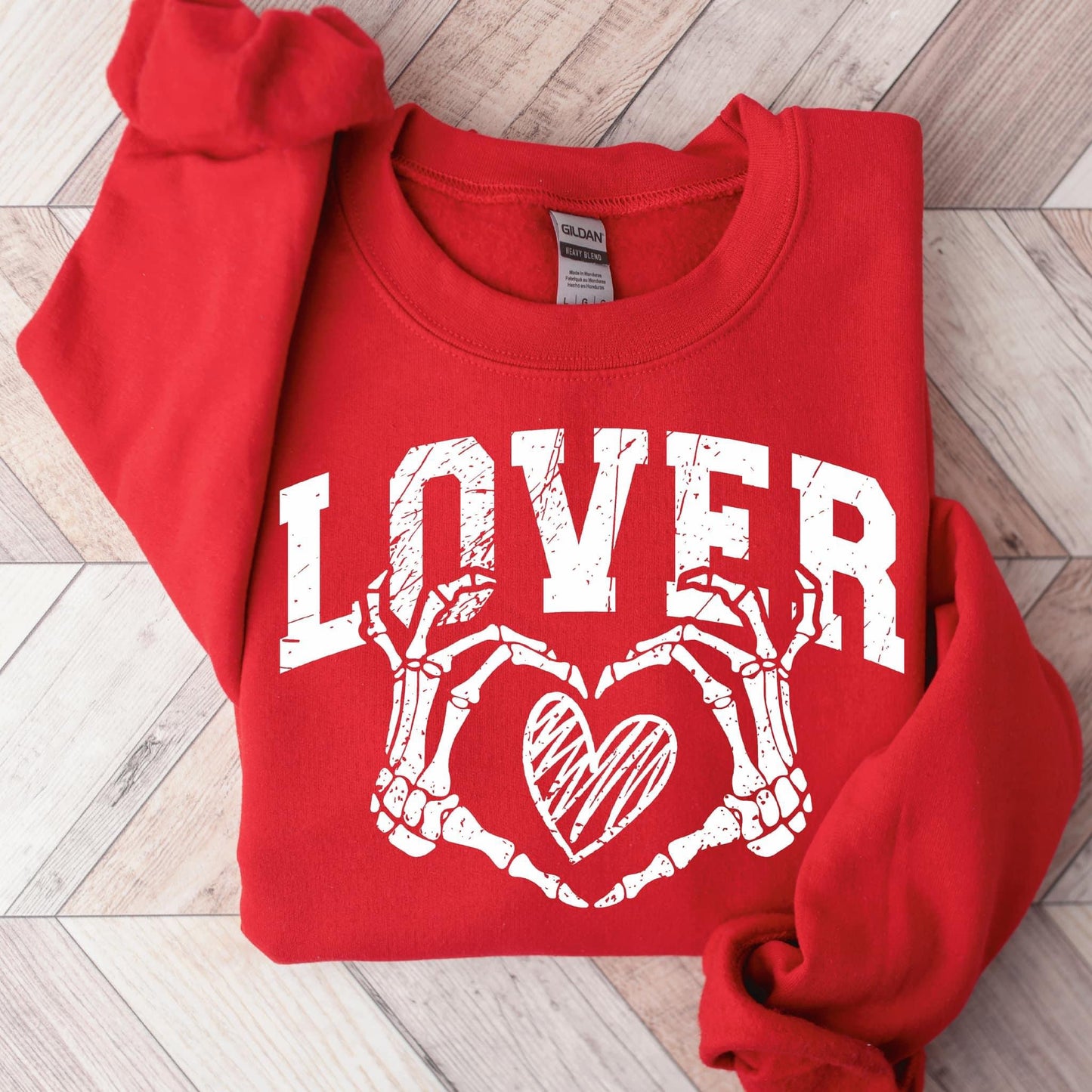 Lover Skeleton Hands Valentine's Day Crewneck Sweater