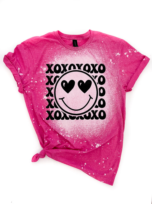 XOXO Heart Eyes Valentine's Day Bleached Tee