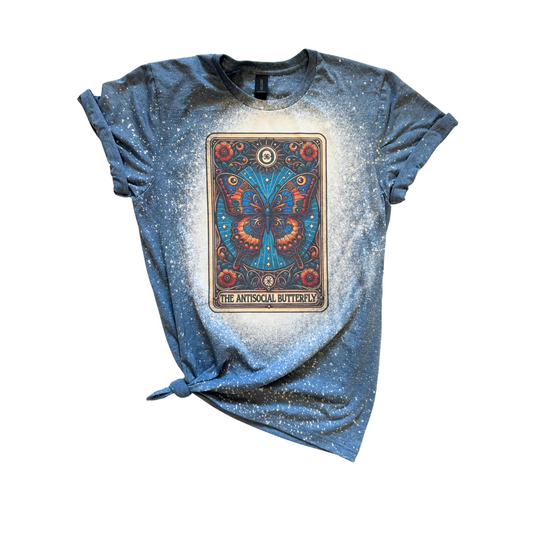 Antisocial Butterfly Tarot Card Bleached Tee