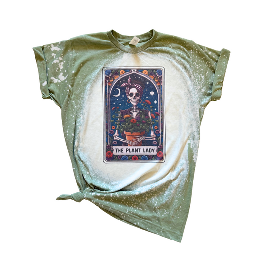 The Plant Lady Tarot Card Bleached Tee