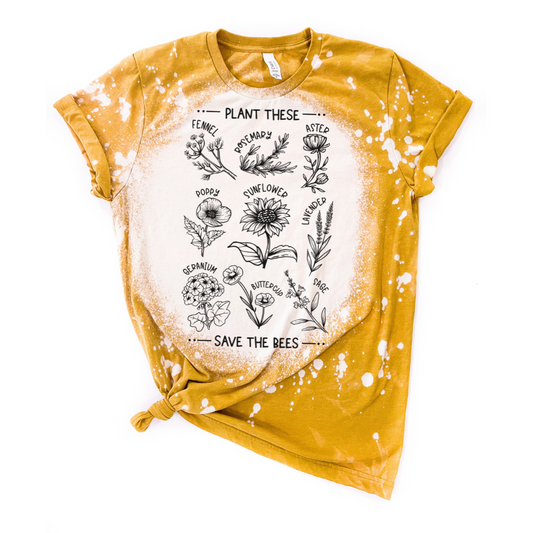 Plant These to Save The Bees Bleached Tee