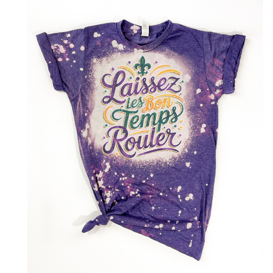 Laissez Les Bon Temps Rouler New Orleans Mardi Gras Tee NOLA Vintage Bleached Tee