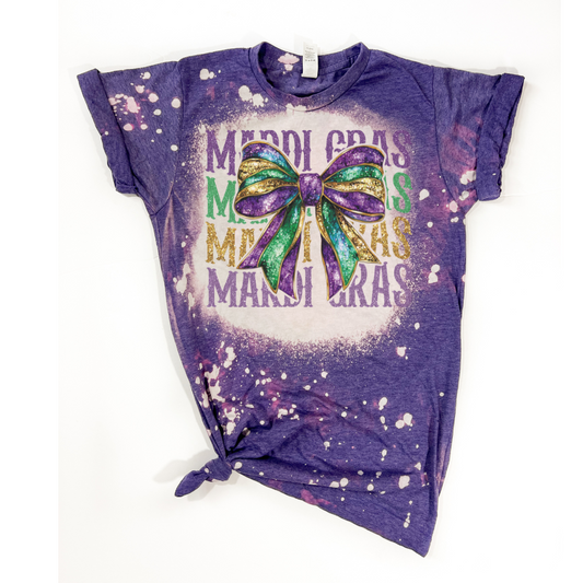 Mardi Gras Bow Vintage Bleached Tee