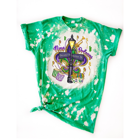 New Orleans Mardi Gras Tee NOLA Vintage Bleached Tee