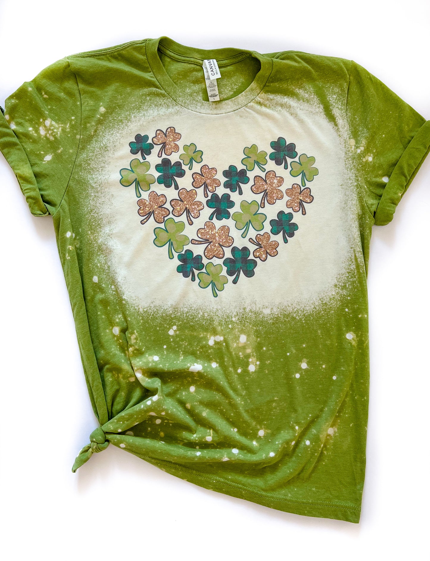 Clover Heart St Patrick's Day Bleached Tee