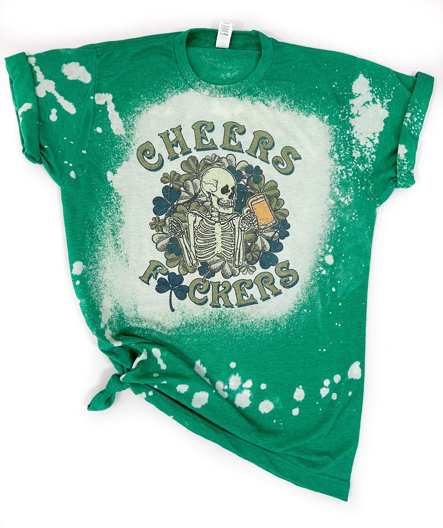 Cheers Fuckers St Patrick's Day Bleached Tee